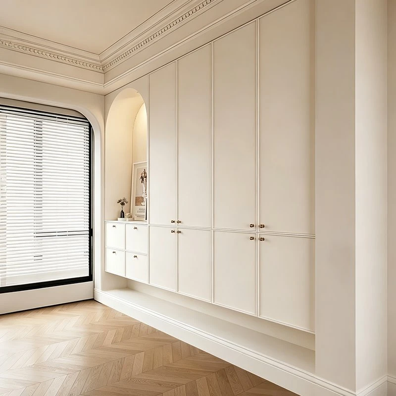 French Style Framed Door White Shoe Cabinet