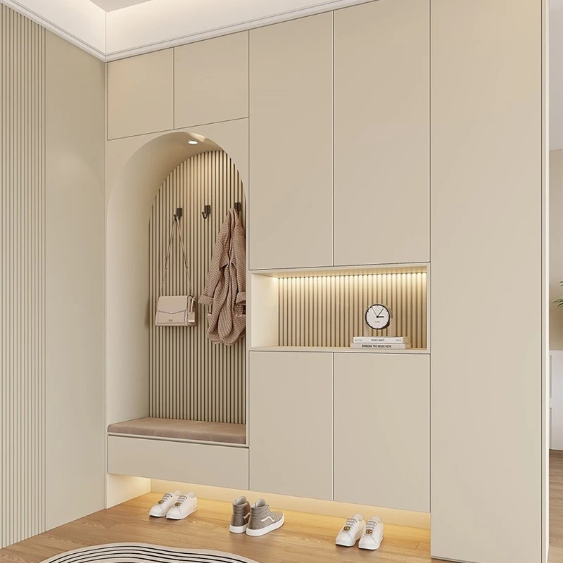 Cream white arched niche built-in cabinet Cream white arched niche built-in cabinet